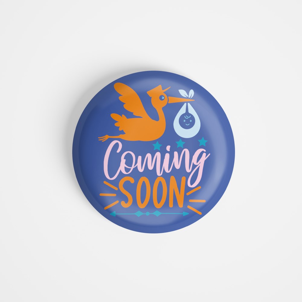 dhcrafts Round Fridge Magnet Blue Coming Soon Glossy Finish Design Pack of 1 (75 mm)